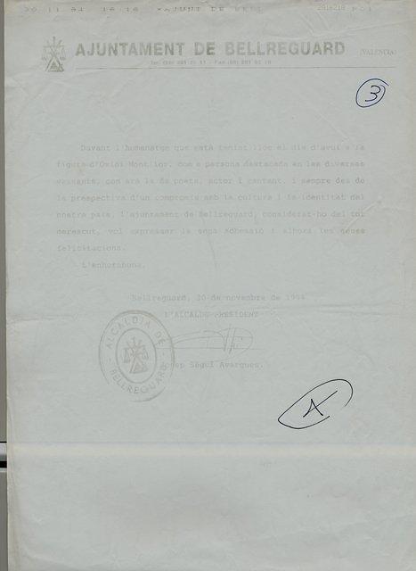 078-fax de felicitacio del ajuntament de bellreguard